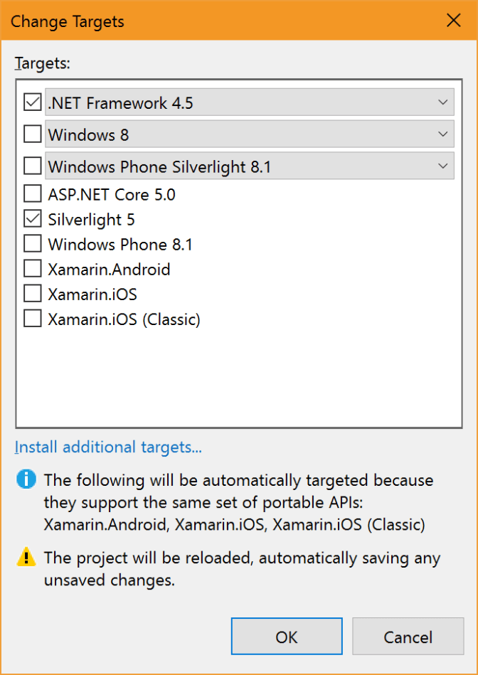 Portable Library Settings
