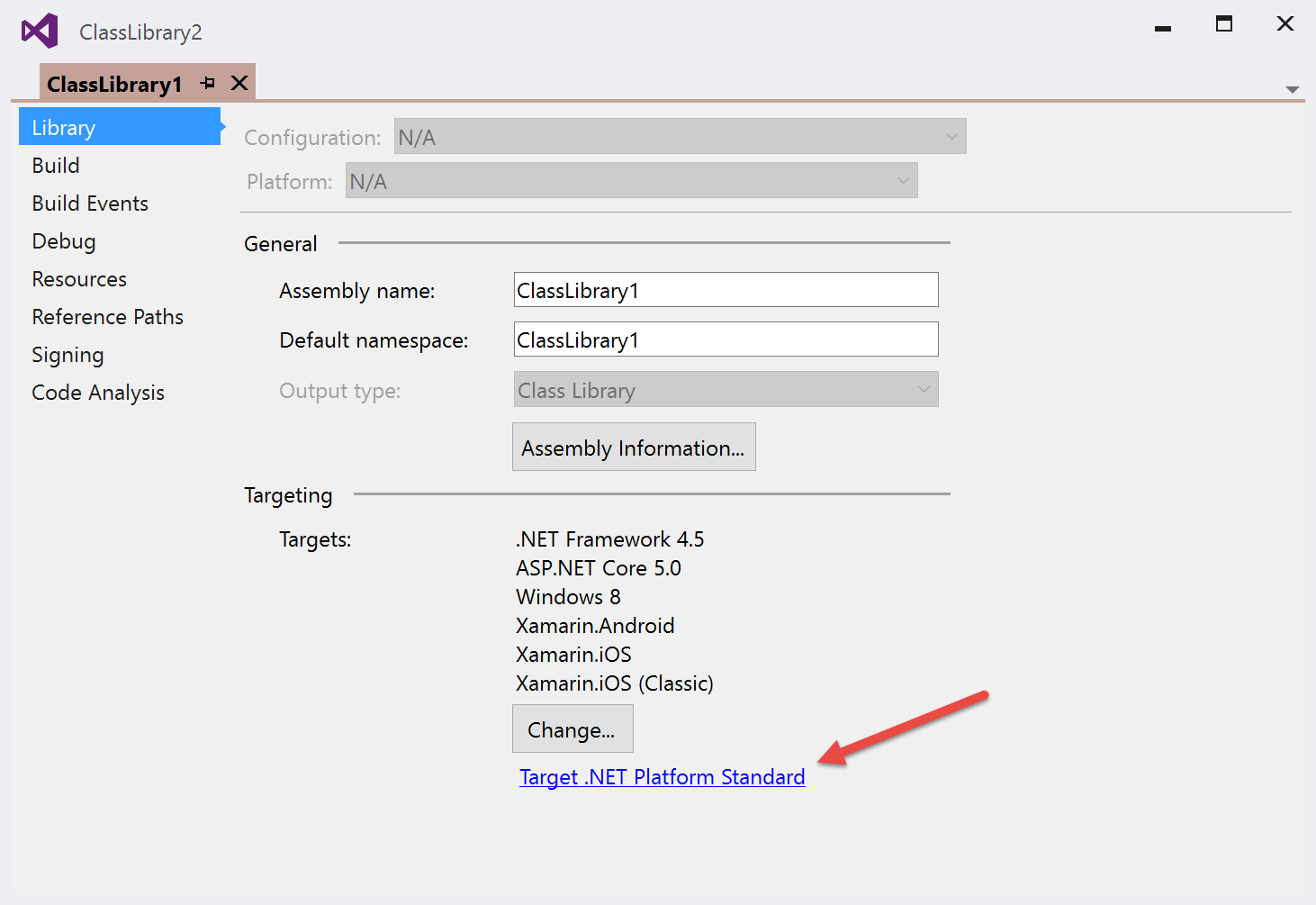 Target .NET Platform Standard