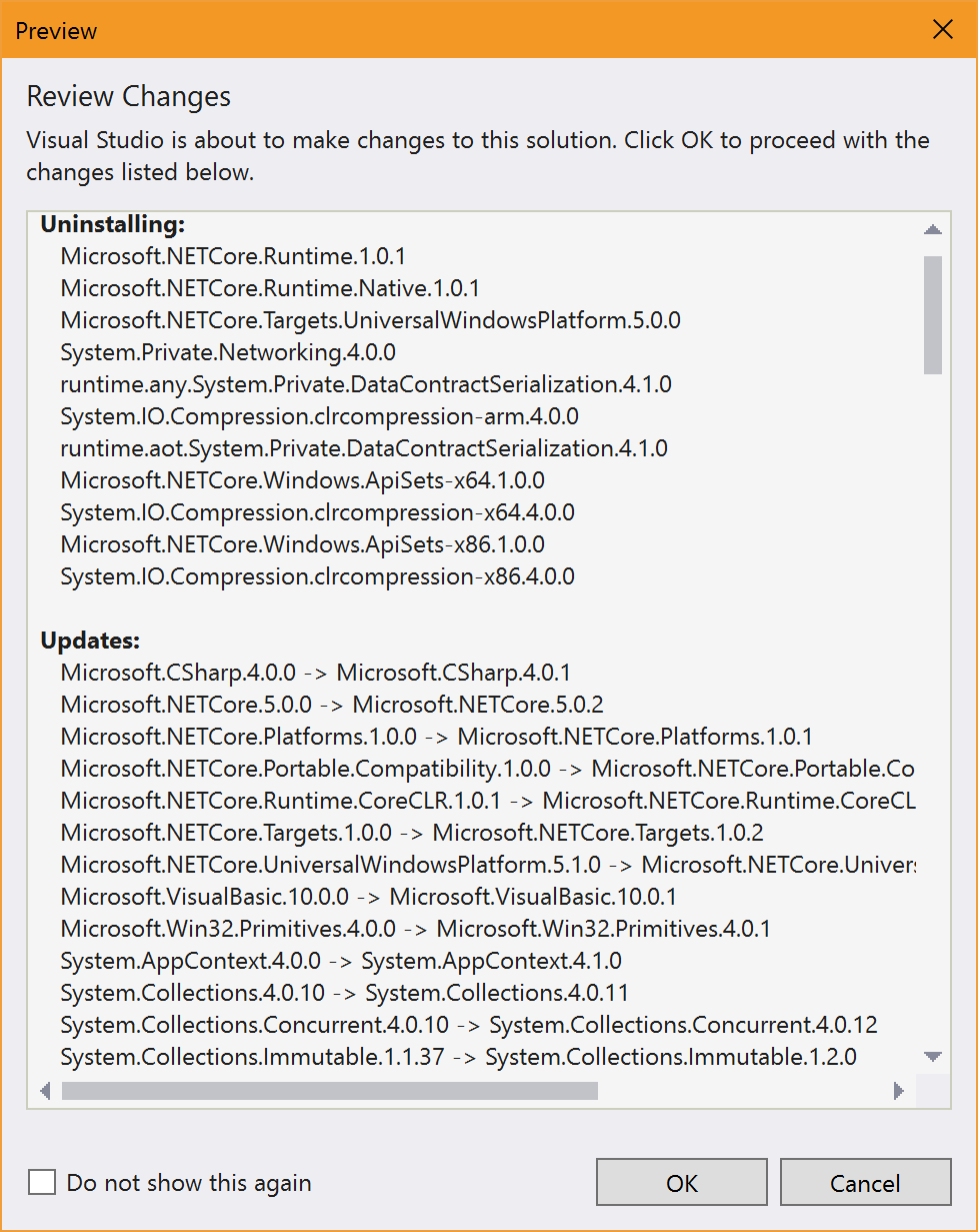 Package Updates UWP Package Updates