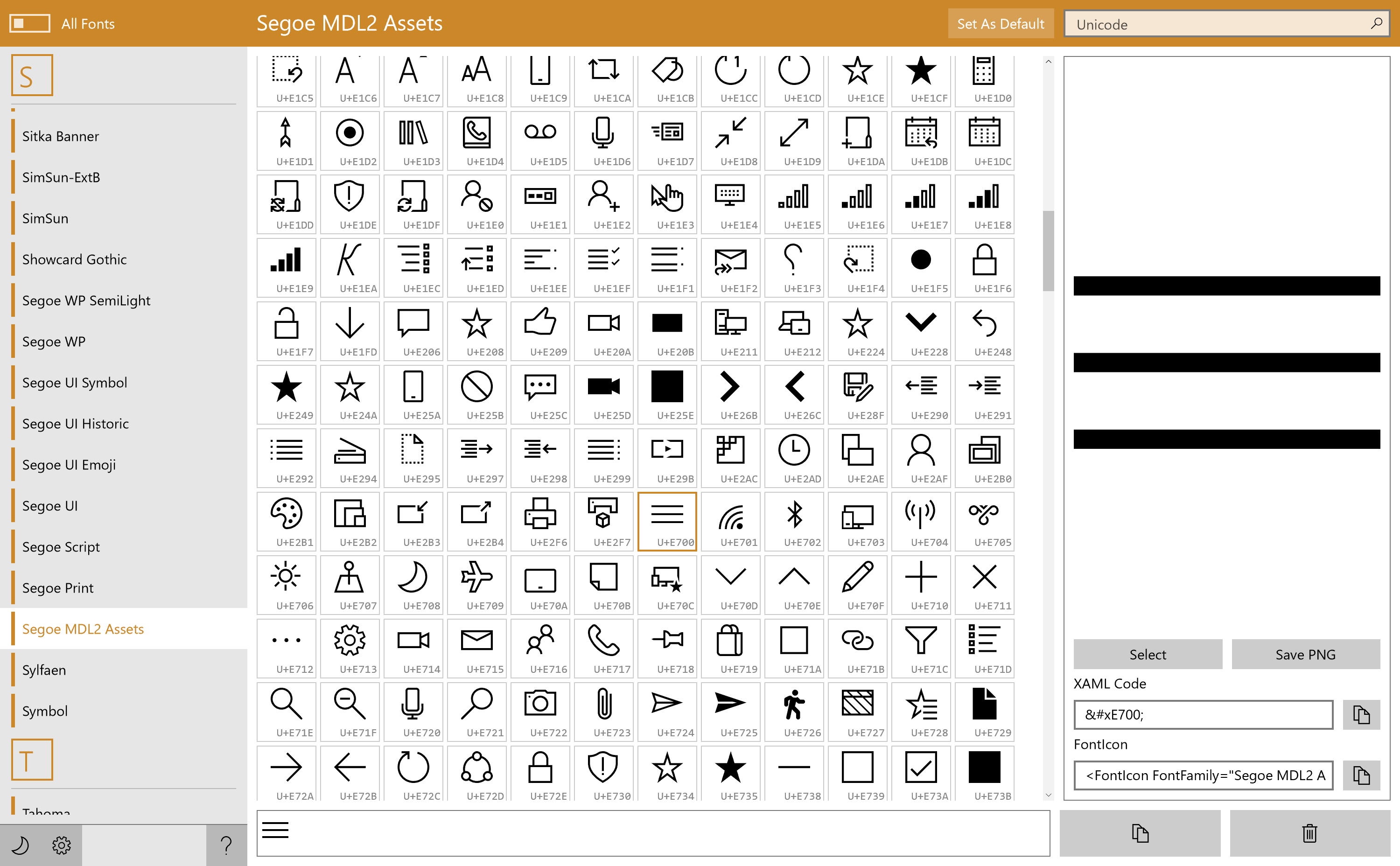 Character Map UWP