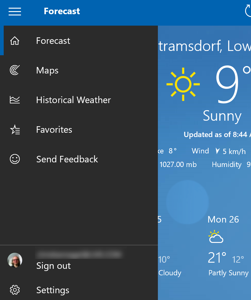 Weather App Weather App Pane Opened