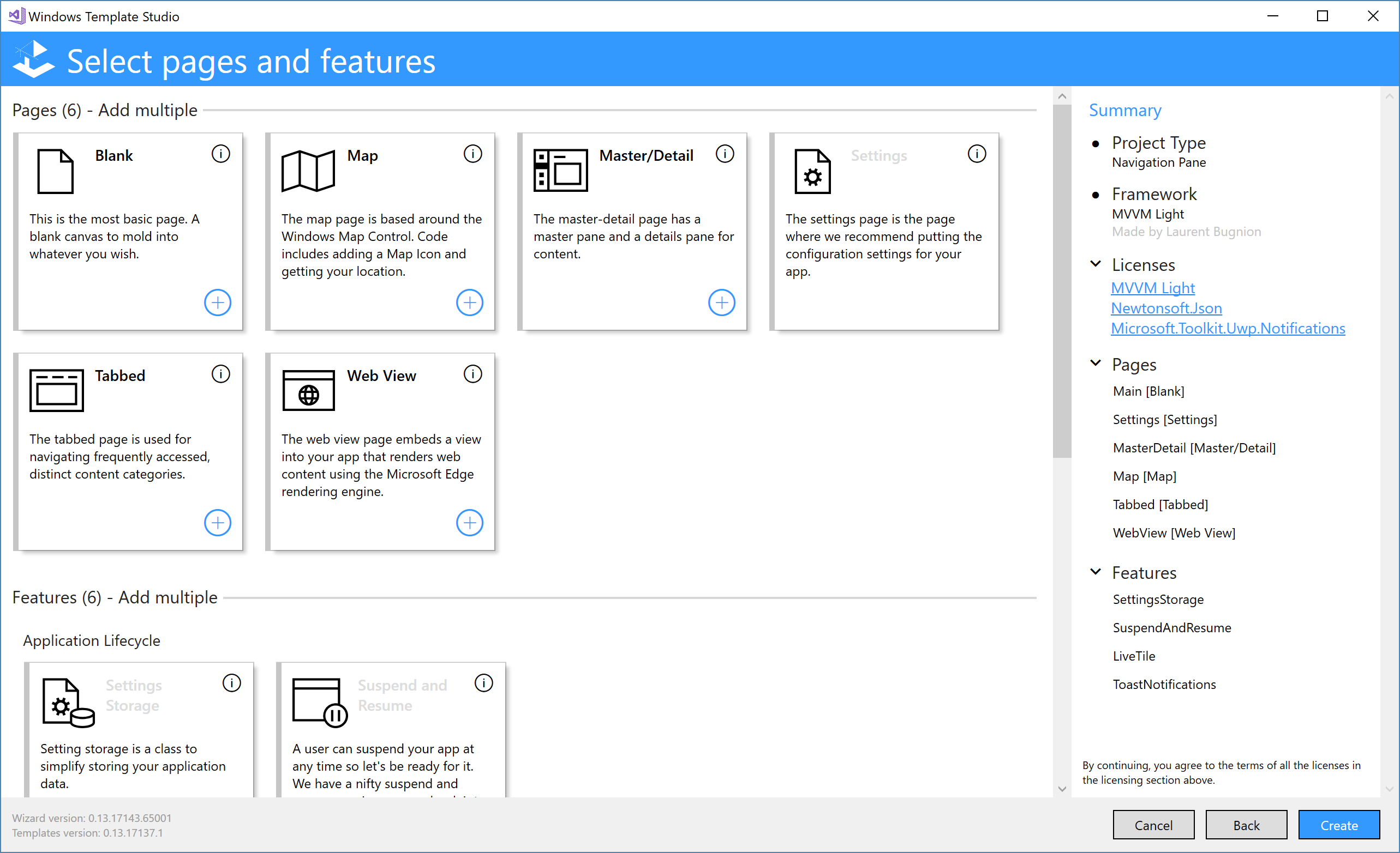 Pages and Features