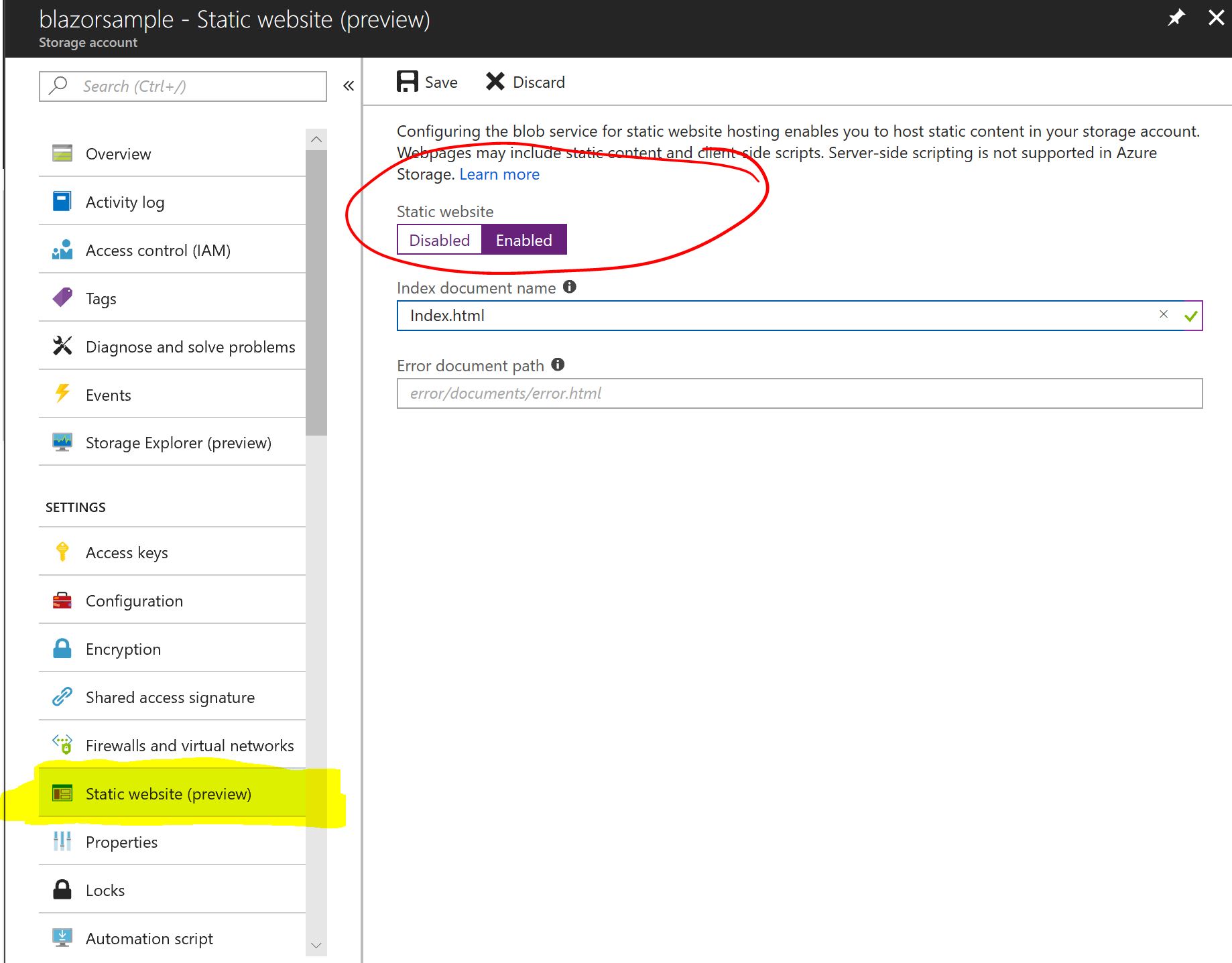 Configure Static Website