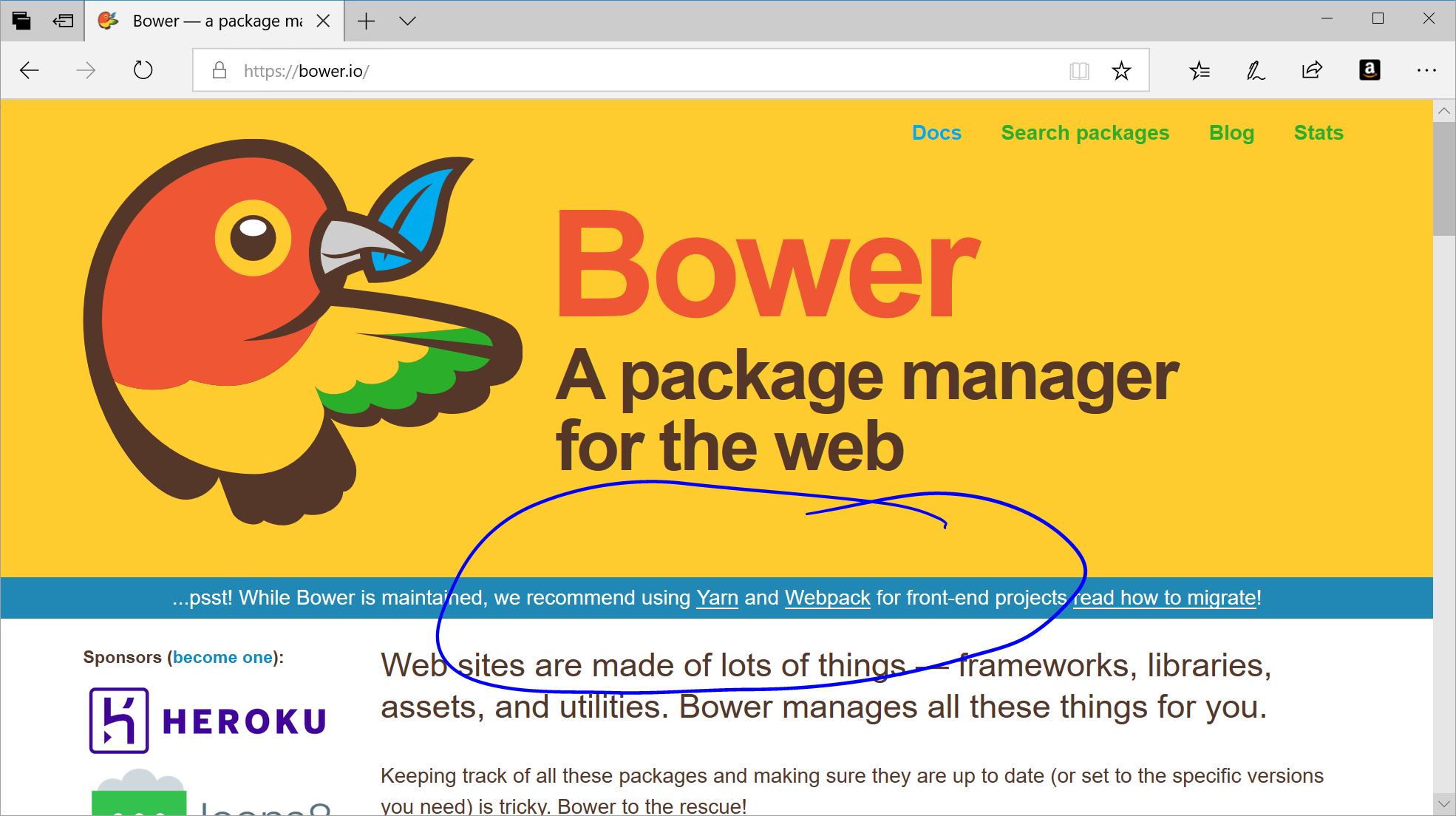 Bower recommends Yarn and Webpack