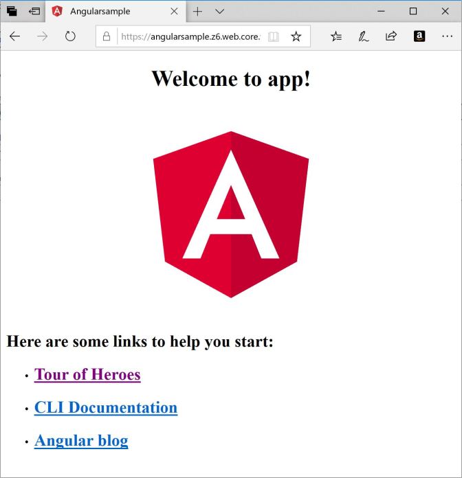 Angular App running in Azure Storage