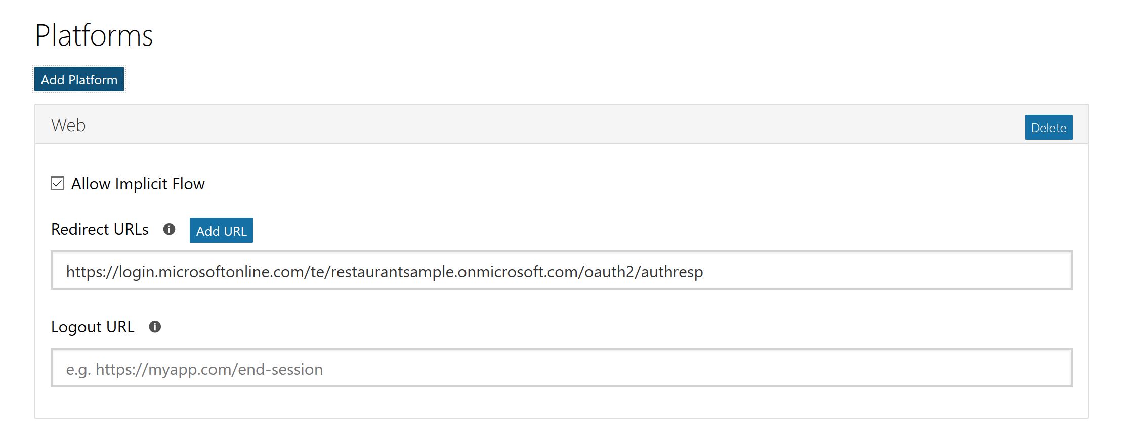 Configure the Web Platform