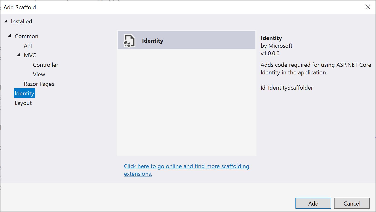 Add Scaffold for Identity