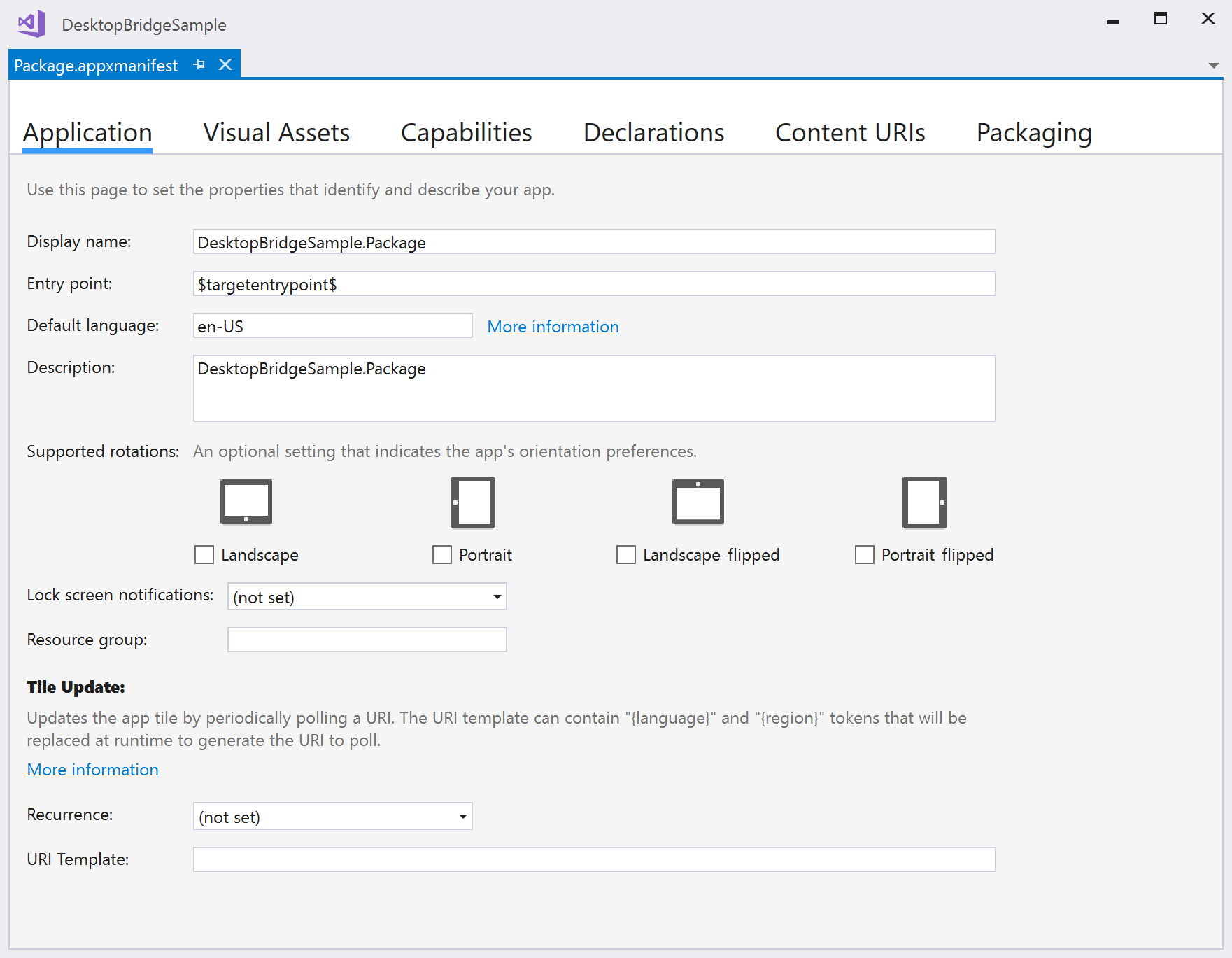 Manifest Settings