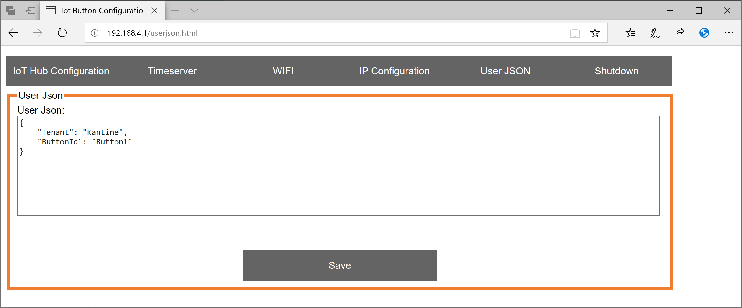 Configure JSON