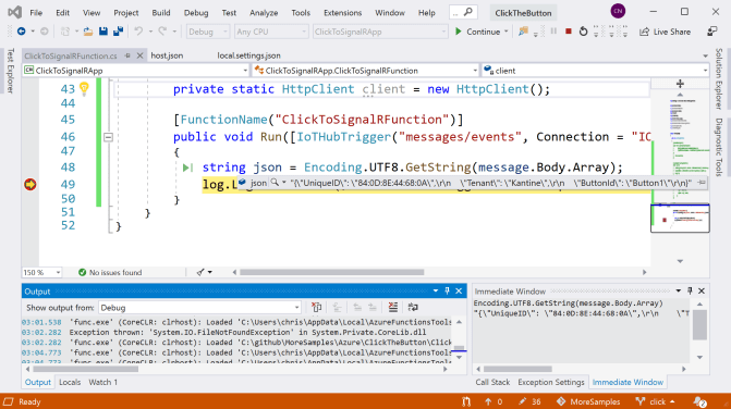 Debugging the Azure Function