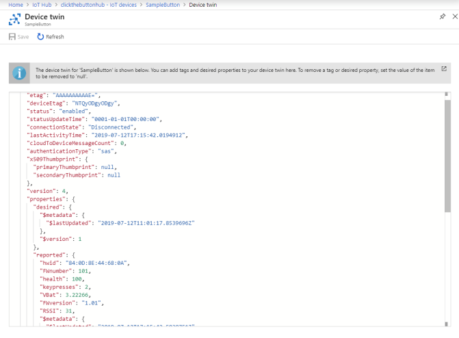 Checking the *Device twin*