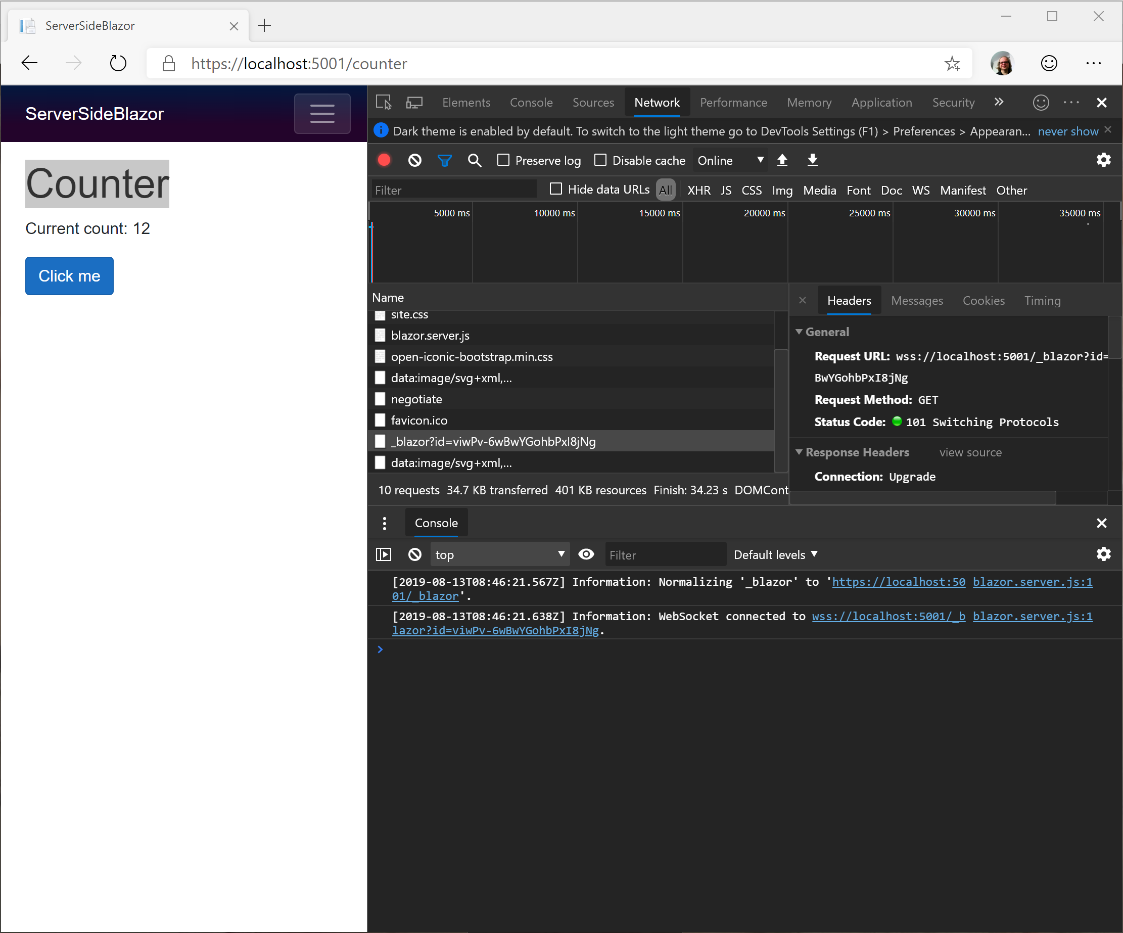 Server-side Blazor with WebSockets