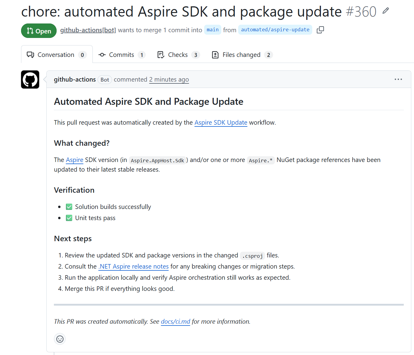 Automated Aspire update pull request
